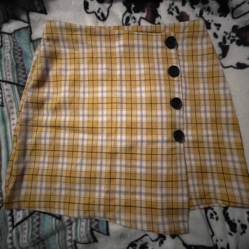 Shein yellow plaid skirt size large